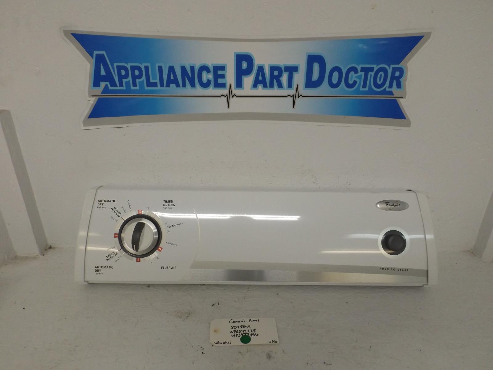 Whirlpool Dryer 8578844 WP8299778 WP3977456 Control Panel Used Whirlpool Dryer 8578844 WP8299778 WP3977456 Control Panel Used